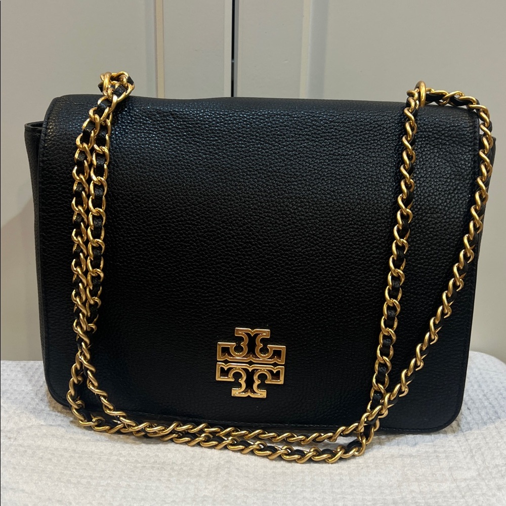Tory Burch Britten bag shoulder cross body gold black large classic